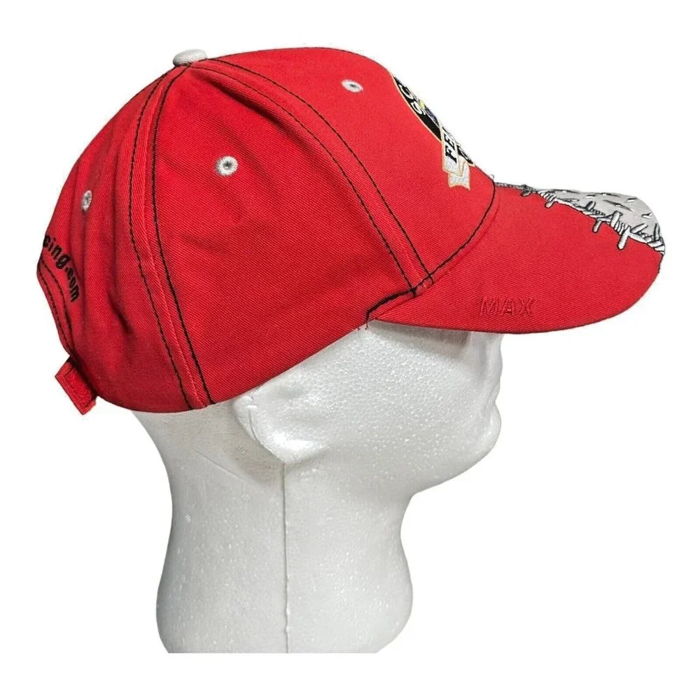 Scott's Fencing Co Diamond Plated Baseball Cap Red Adjustable Strap Triple Crown